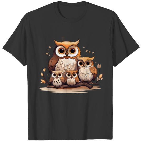 Owl Family Cute Owl Trio Autumn Leaves for Owl T Shirts