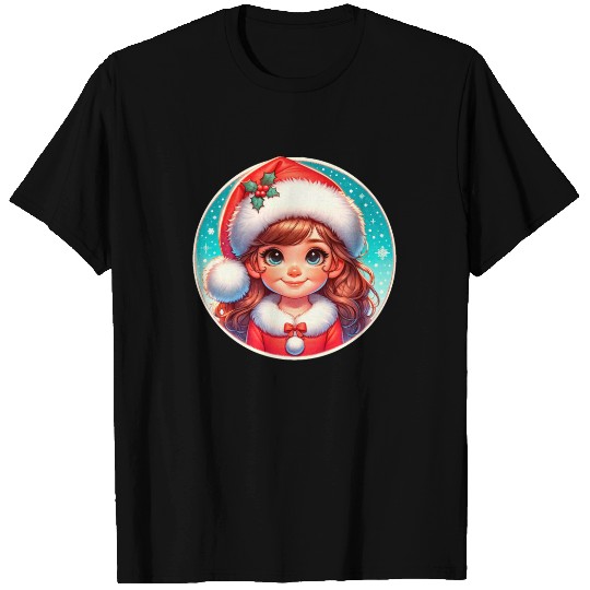 Santa Claus Girl Illustration Funny Christmas T Shirts