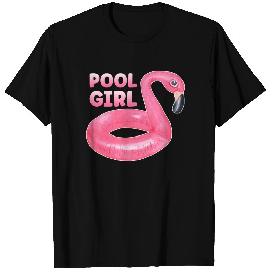 Pool Girl Flamingo Floatie Swimming Pool T Shirts