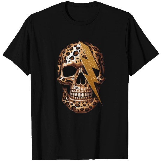 skull with leopard animal print T Shirts