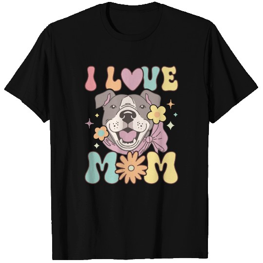 Groovy Pitbull Mom Female Dog Lover T Shirts