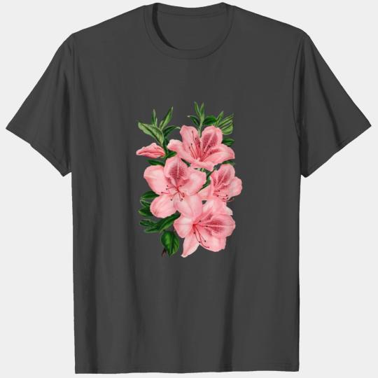 Pink azalea flowers , vintage botanical T Shirts