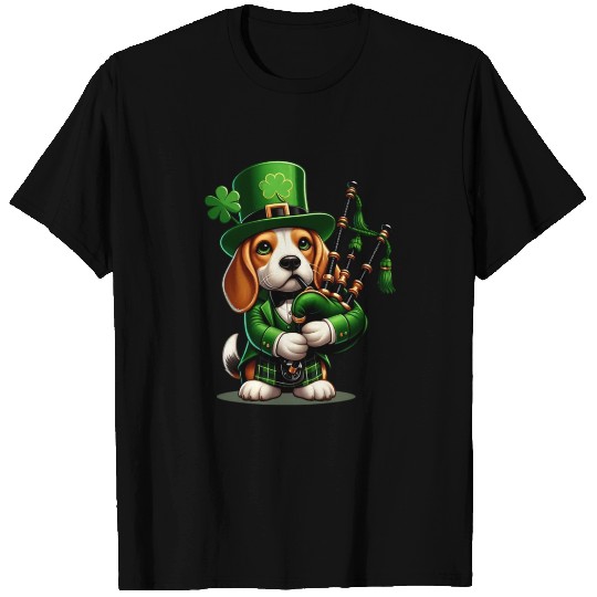 St. Patrick's Day Beagle Bagpiper T Shirts