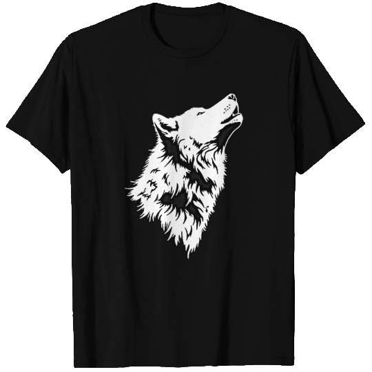 Howling Wolf White Wolf Face Minimalist T Shirts