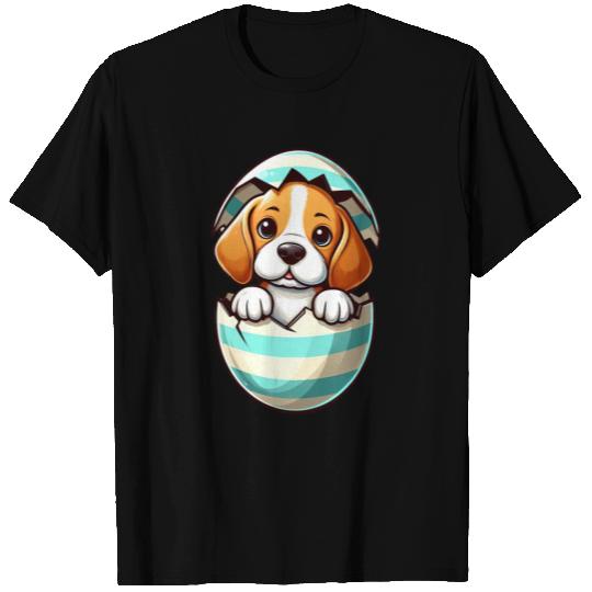 Colorful Beagle Dog Easter Egg Hatching Design T Shirts