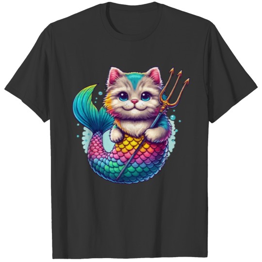 THE COLORFUL ADVENTURE OF A MERMAID KITTEN, CAT T Shirts