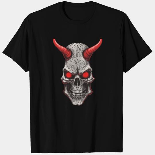 Crimson Ivory: Red-Horned Skull T Shirts