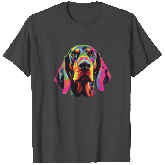 Watercolor Colorful Black And Tan Coonhound T Shirts