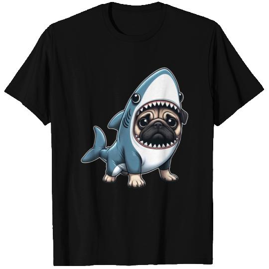 Pug In A Shark Costume T Shirts