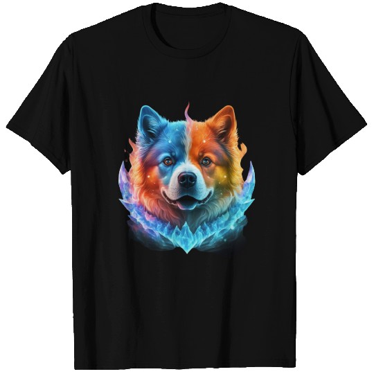 my puppy image ice and fire glow on T Shirts