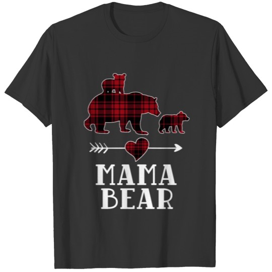 Mama Bear 2 Cubs T Shirts Christmas Mama Bear Plaid