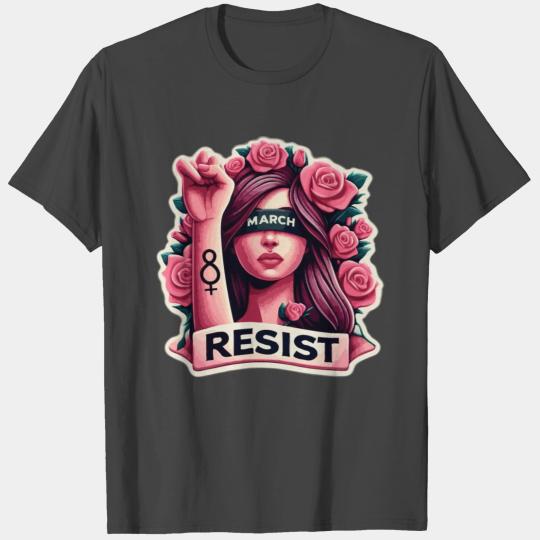 Women right Rose Resist hands up | Women's day T Shirts