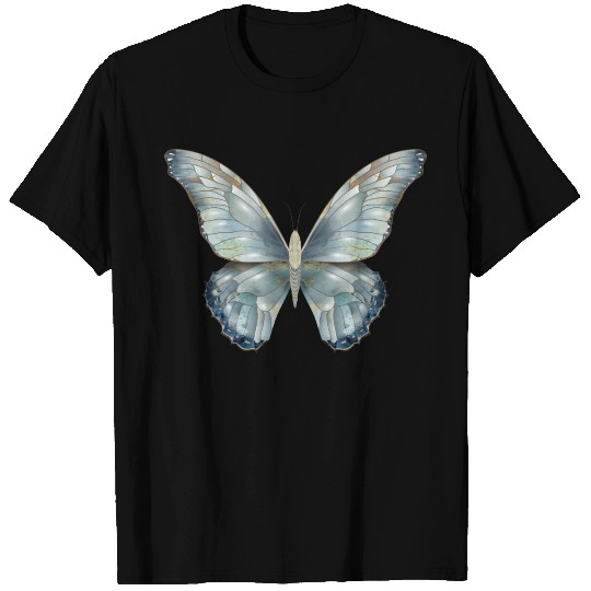 Butterfly hand-painted in delicate blue tones T Shirts