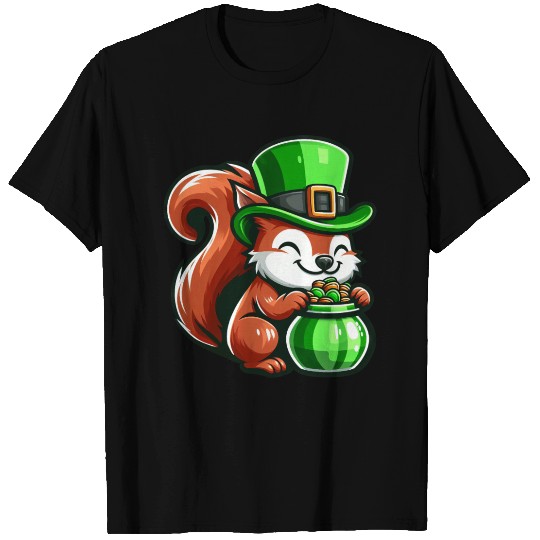 St. Patrick's Day Cute Squirrel Comic Design T Shirts