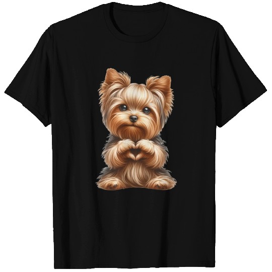 Yorkshire Terrier Love Heart Hand Sign T Shirts