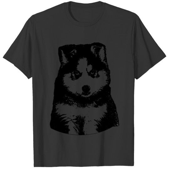 black and white husky puppy T Shirts