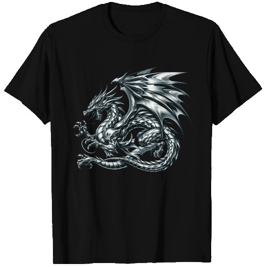 Silverwing Serpent: The Shining Metallic Drake of T Shirts