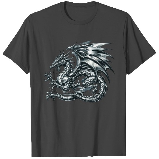 Silverwing Serpent: The Shining Metallic Drake of T Shirts