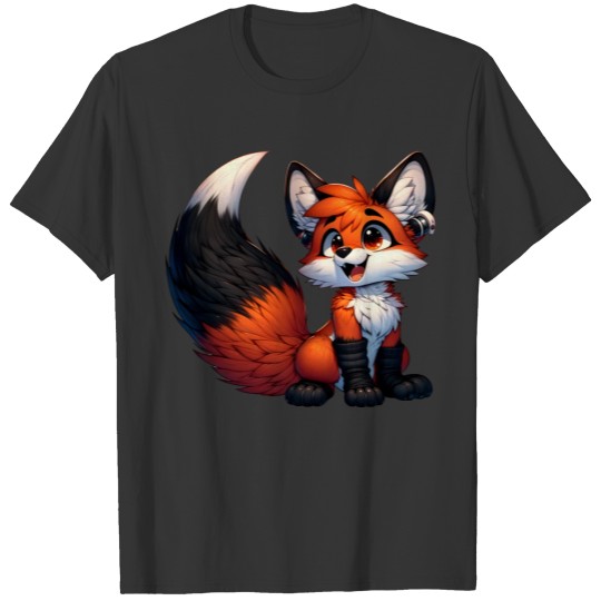 Happy Fox with high-tech Earphones T Shirts