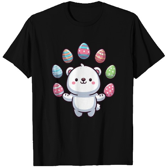 Cartoon Polar Bear Easter Egg Design T Shirts