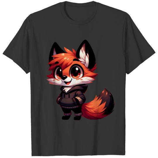 Happy Fox with Hooded Jacket T Shirts