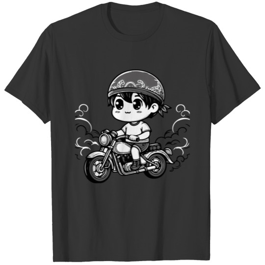 Cute Boy Driving Motorcycle T Shirts