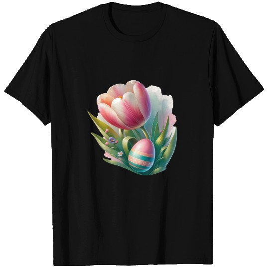 Spring Colorful Tulip With Easter Egg T Shirts