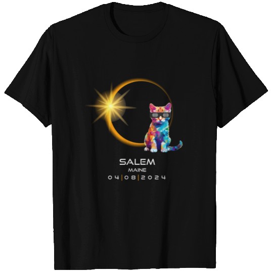 Salem Maine 2024 Eclipse Souvenir Funny Cat T Shirts