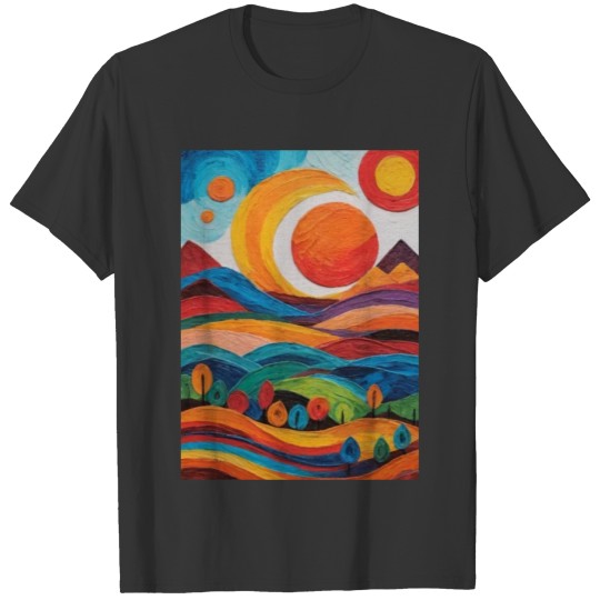Abstract painting with oil pastels.Landscape.Paint T Shirts