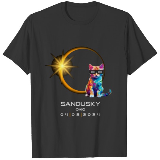 Sandusky Ohio 2024 Eclipse Souvenir Funny Cat T Shirts
