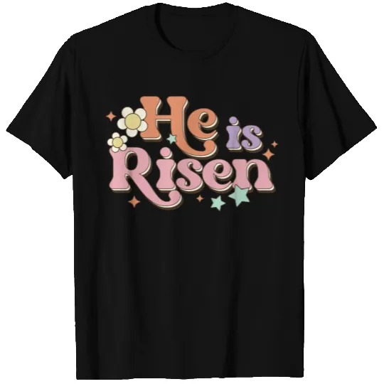 Retro Easter He is risen T Shirts