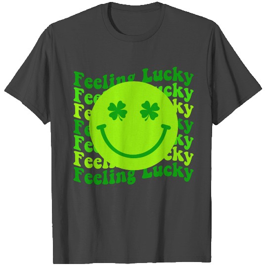 Irish Clover Feeling Lucky Smiling Face T Shirts