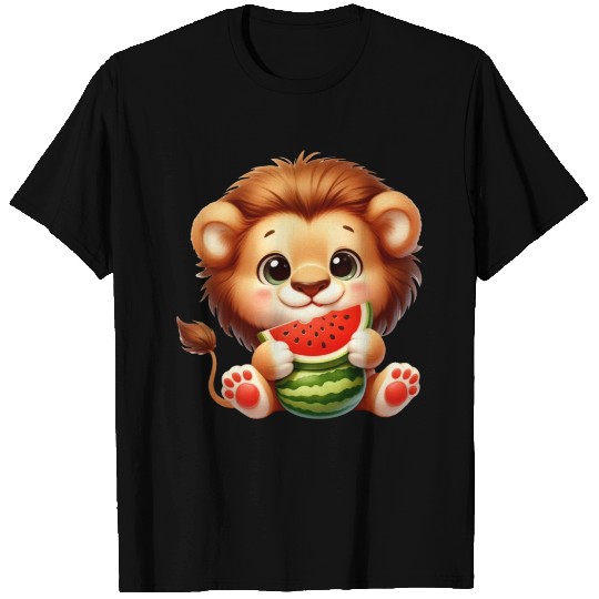 Lion Eating Watermelon T Shirts