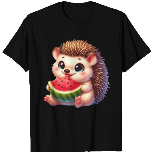 Hedgehog Eating Watermelon T Shirts