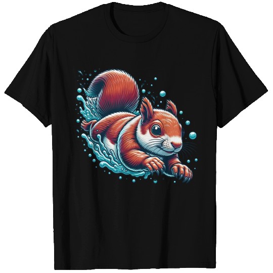 Swimming Squirrel Animal Lover Cool Design T Shirts