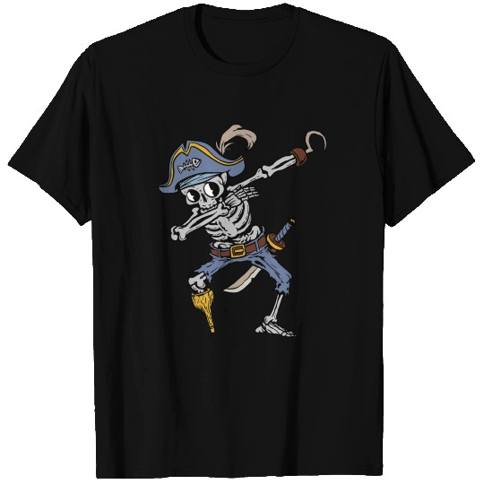 Dabbing Skeleton Pirate Halloween Costume Kids T Shirts