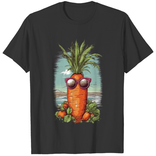 Funky Carrot with Sunglasses Beach Vegetable T Shirts