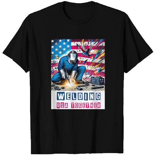 Welding USA Togehter Eagle USA Flag T Shirts