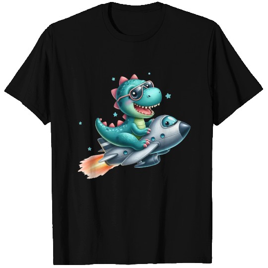 Cute Dino Trex Pilot Flying Jet Aircraft T Shirts