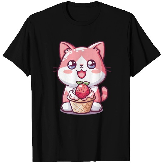 Cute Kawaii Cat and Ice Cream T Shirts