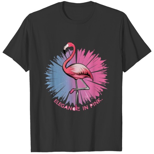 A flamingo doing ballet with “Elegance in pink.” T Shirts