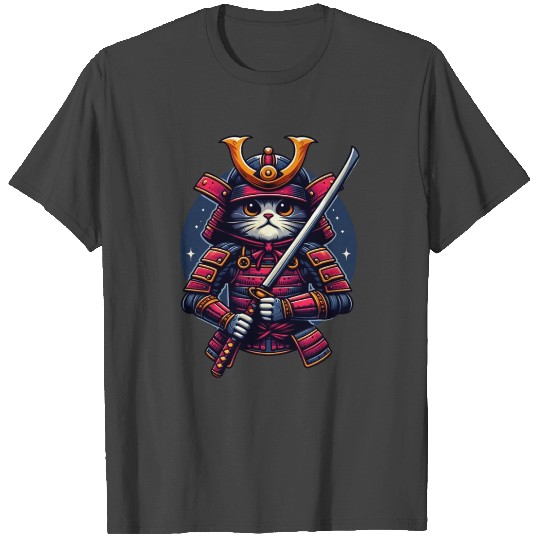 Warrior Cat in Samurai Armor with Spear T Shirts