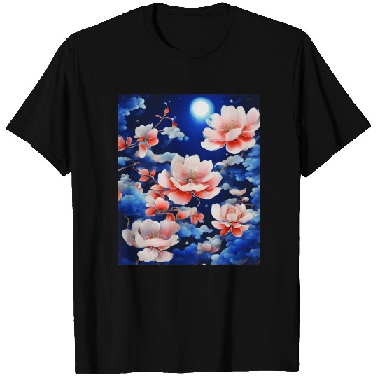 Sakura Blossoms In Moonlight T Shirts