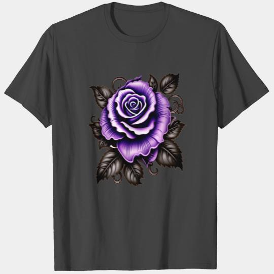 Purple N Grey Vintage Paisley Rose Design T Shirts