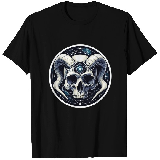 Cosmic Nirvana Serenity: Horned Skull T Shirts