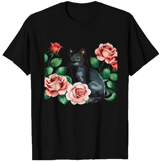 Cat.A Cat Amidst the Roses T Shirts