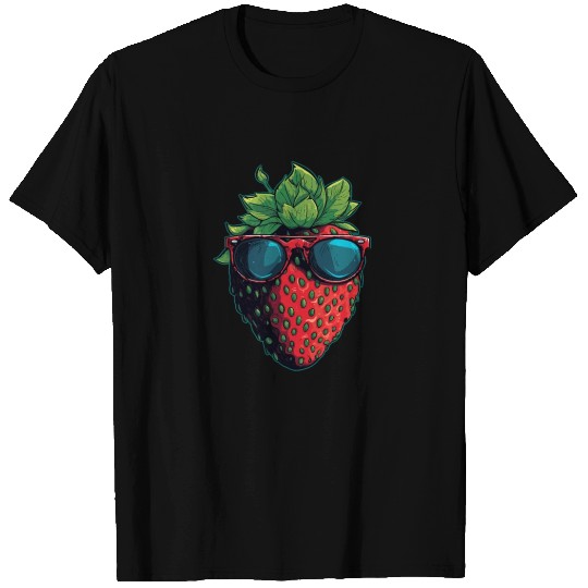 Funny Strawberry With Sunglasses Fruit Tropical T Shirts