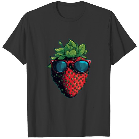 Funny Strawberry With Sunglasses Fruit Tropical T Shirts