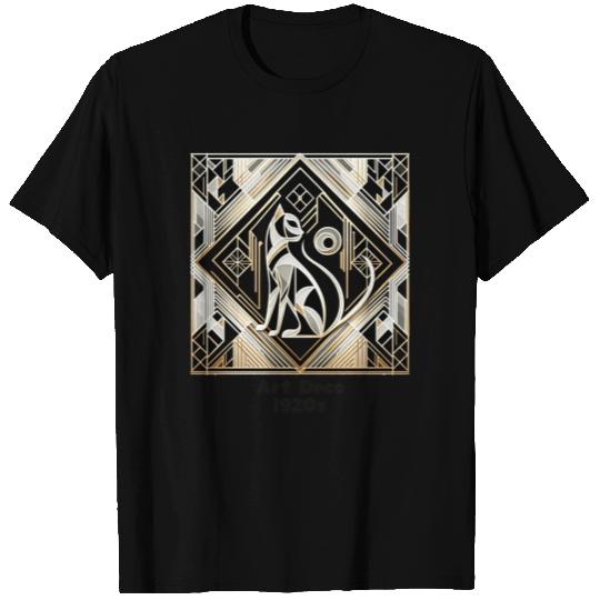Vintage 1920s Abstract Art Deco Cat T Shirts