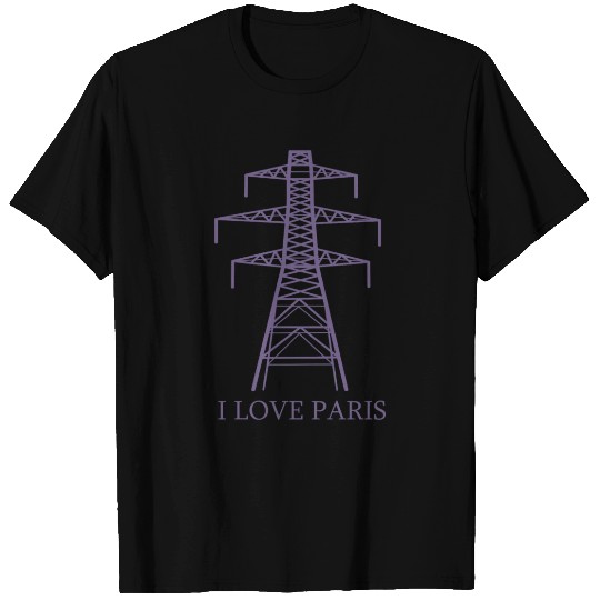 Power Pole as Eiffel Tower "I Love Paris" Satire T Shirts